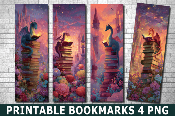 Download Cute Baby Dragon Flower Castle Bookmark - Book Collection
