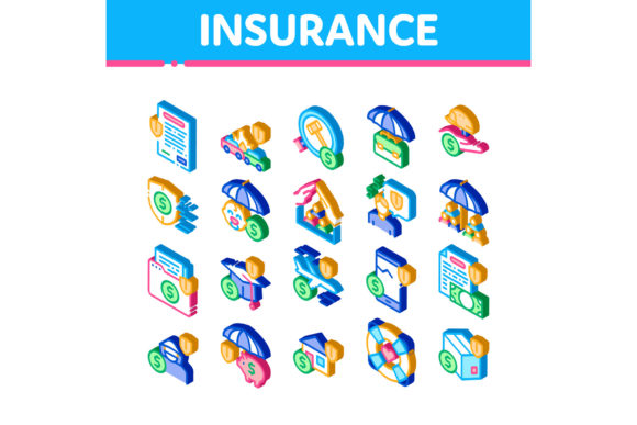 Download Insurance All-purpose Isometric Icons Set Vector - Premium Resources