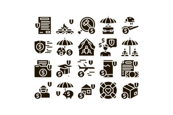 Download Insurance All-purpose Glyph Set Vector - Premium Resources