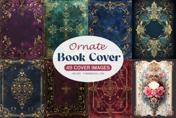 Download Ornate Book Covers Digital Paper - Book Collection