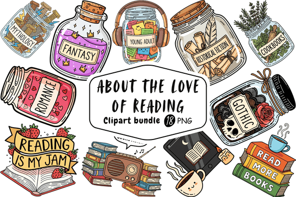 Download Cozy Reading &amp; Book Genre Clipart - Book Collection