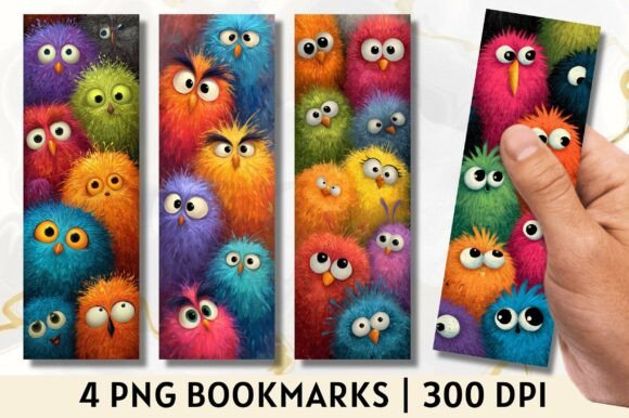 Download Colorful Fluffy Monster Kids Bookmark - Book Collection